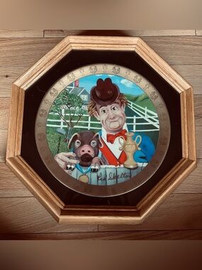 “Clem & Clementine” 519/1000 Hand Painted and signed Oak framed Porcelain plate